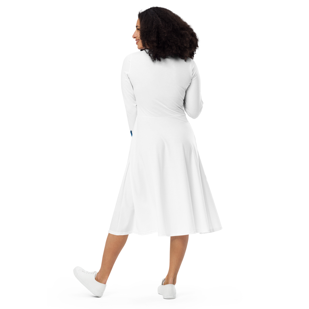 Rochie Midi "Techno State of Mind" - Albă cu Buzunare