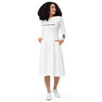 Rochie Midi "Techno State of Mind" - Albă cu Buzunare