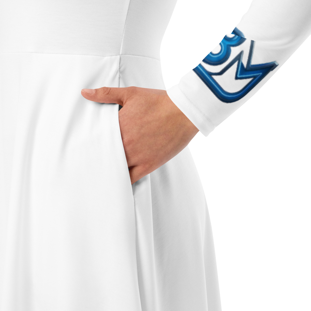 Rochie Midi "Techno State of Mind" - Albă cu Buzunare